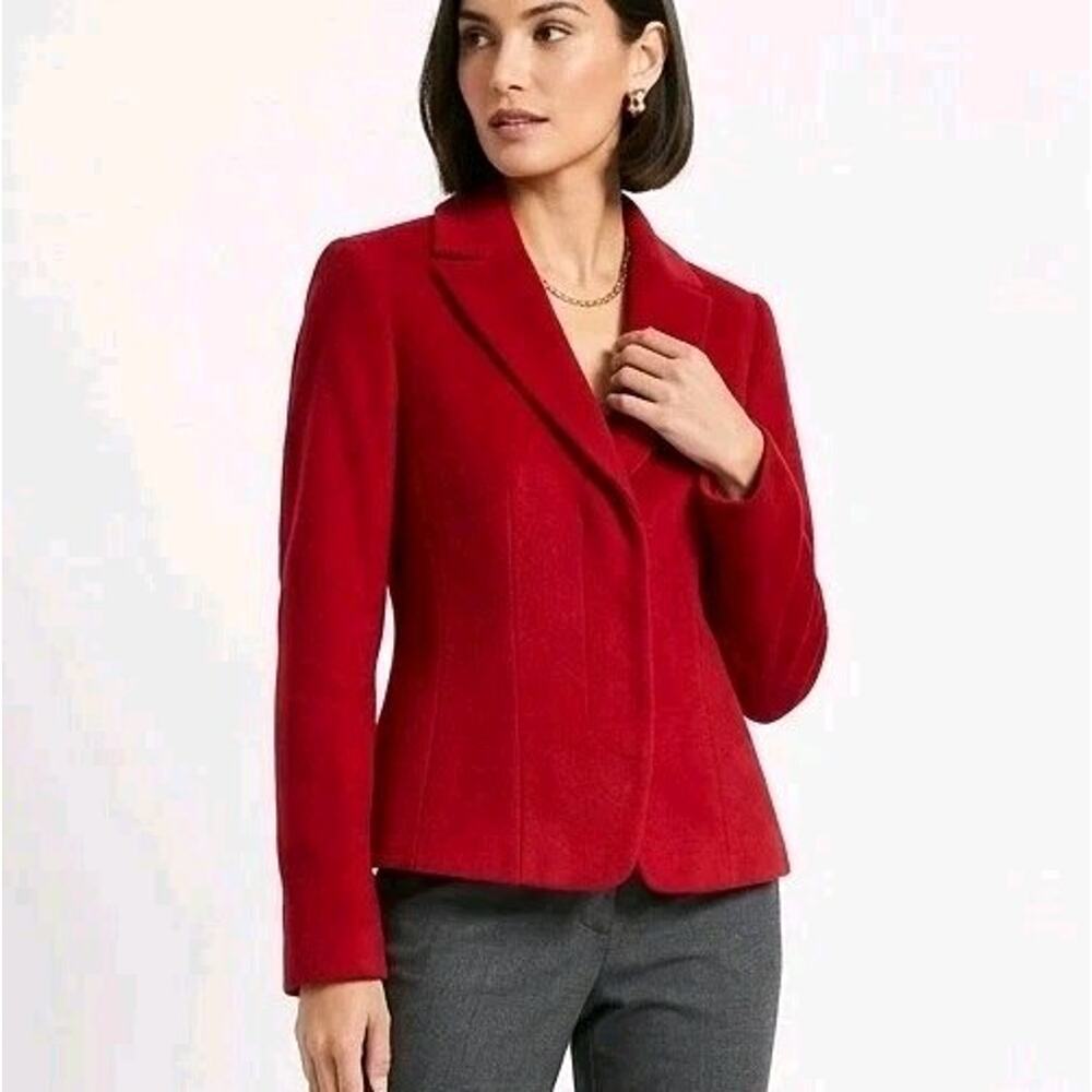 Ann Taylor Red Wool Rabbit Hair Blazer Jacket NWT Size 8 Luxury Professional